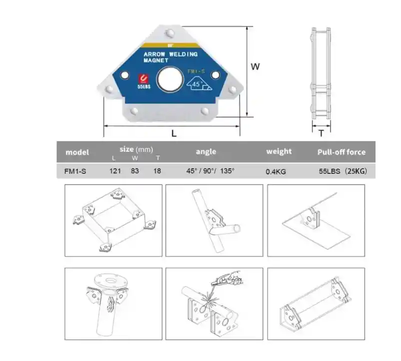 Escuadra Magnética Tipo Pesado Para 165 Lbs Fm1-l