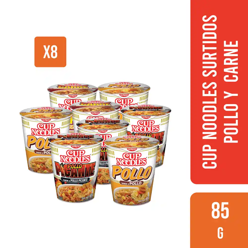 Cup Noodles Nissin Carne Y Pollo - 8 Unid