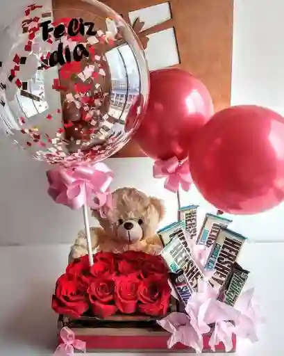 Rosas Chocolates Oso Amor Aniversario Feliz Cumpleaños, Dia De La Mujer
