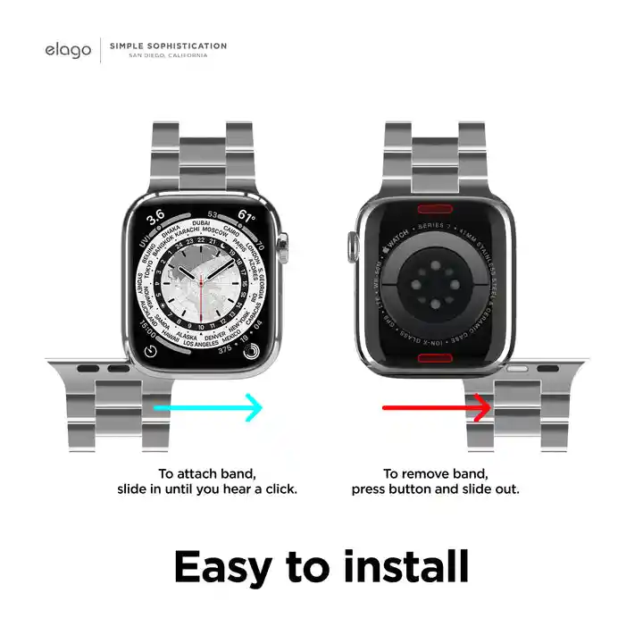 Correa Metálica Para Apple Watch 42/44/45/49 Mm Talla M Elago Silver