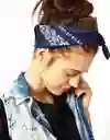 Pañoleta Para El Cabello Unisex Clásica Azul Bandana Retro Balaca Pelo