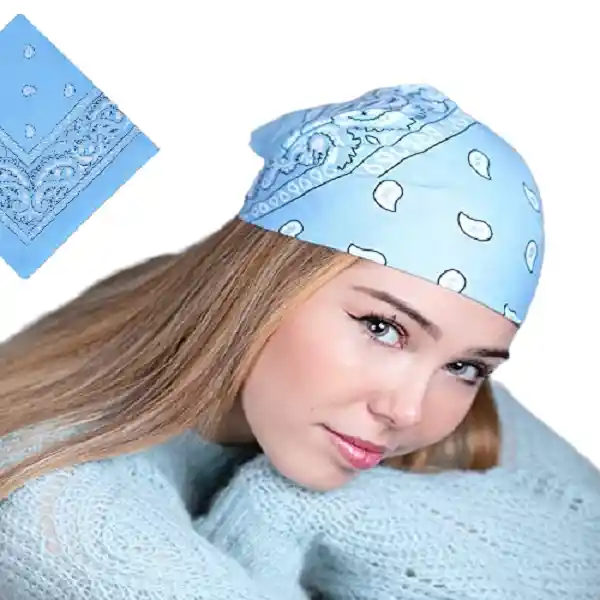 Pañoleta Para El Cabello Unisex Azul Claro Bandana Clásica Balaca Pelo
