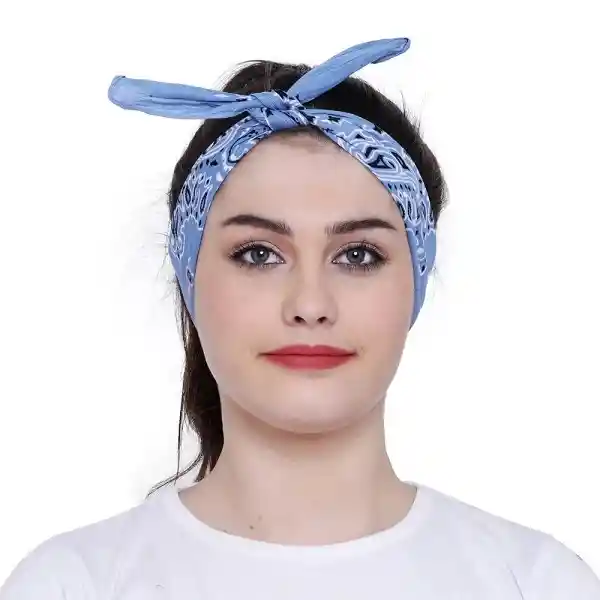 Pañoleta Para El Cabello Unisex Azul Claro Bandana Clásica Balaca Pelo