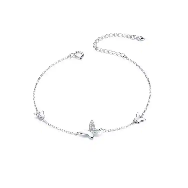 Pulsera Manilla Para Mujer Mariposas Fabricada En Plata 925