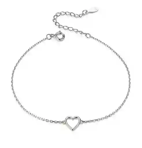 Pulsera Para Mujer Dije Corazón Fabricada En Plata 925