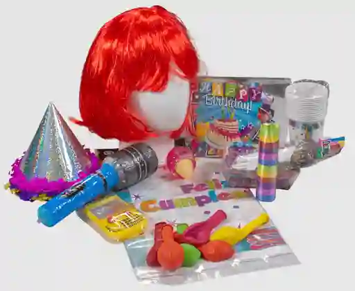 Feliz Cumpleaños Kit De Decoracion Con Peluca De Colores