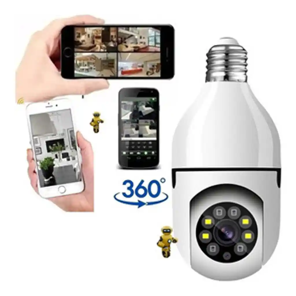 Camara Vigilancia Ip Inalámbrica Mini Bombilla Wifi Nocturna