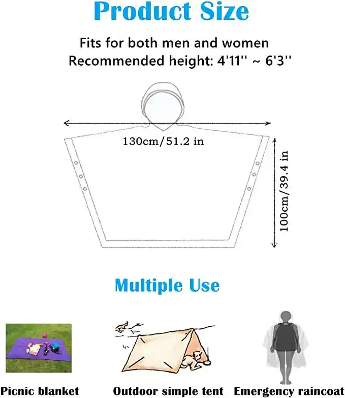Impermeable Para Lluvia 3 En 1 Adulto Poncho Waterproof Unisex Camping Bicicleta Moto