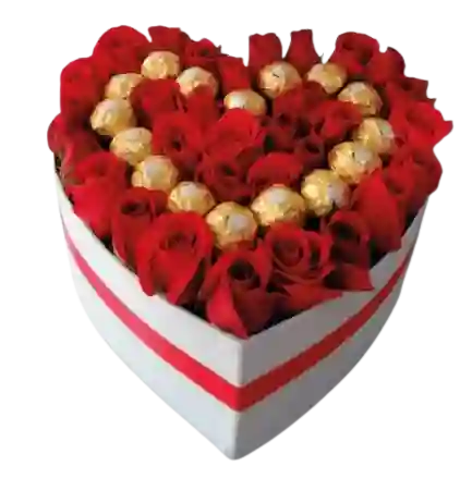 Rosas Rojas Y Ferrero Rocher Corazón
