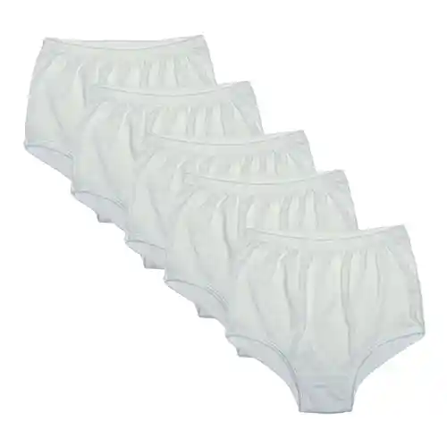 Combo X5 Panty Clásico Niña Diana Talla 12 Blanco