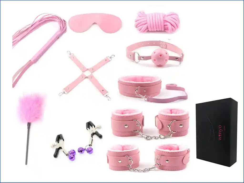 Kit Bondage 10 Piezas Parejas Sadomasoquismo Rosado