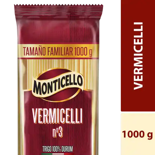 Monticello Pasta Vermicelli No. 3 Tamaño Familiar