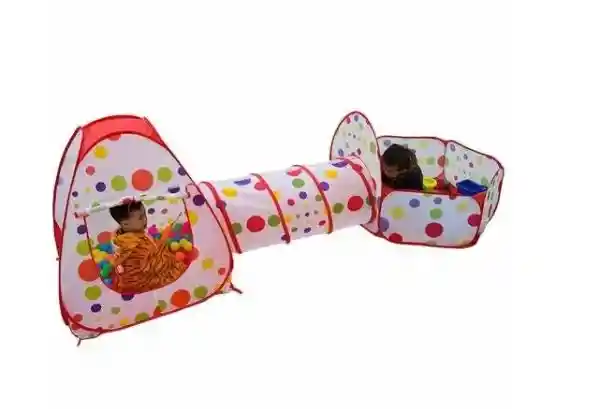 Tunel Carpa Pisicna De Pelotas Red Polka 3 En 1