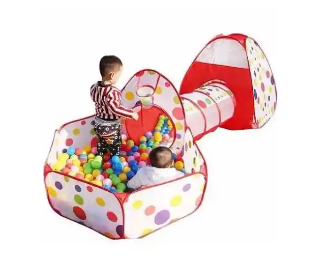 Tunel Carpa Pisicna De Pelotas Red Polka 3 En 1