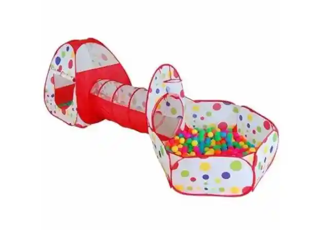 Tunel Carpa Pisicna De Pelotas Red Polka 3 En 1