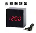 Reloj Cubo Madera Led Digital Alarma Temperatura Fecha Luz