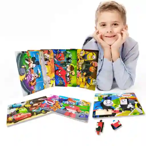 Rompecabezas Mdf Set X8 Personajes Juguete Infantil Niños