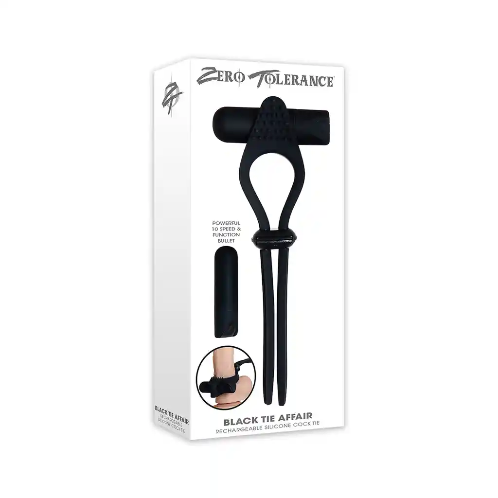 Anillo Vibrador Para El Pene Corbata Negra Zero Tolerance