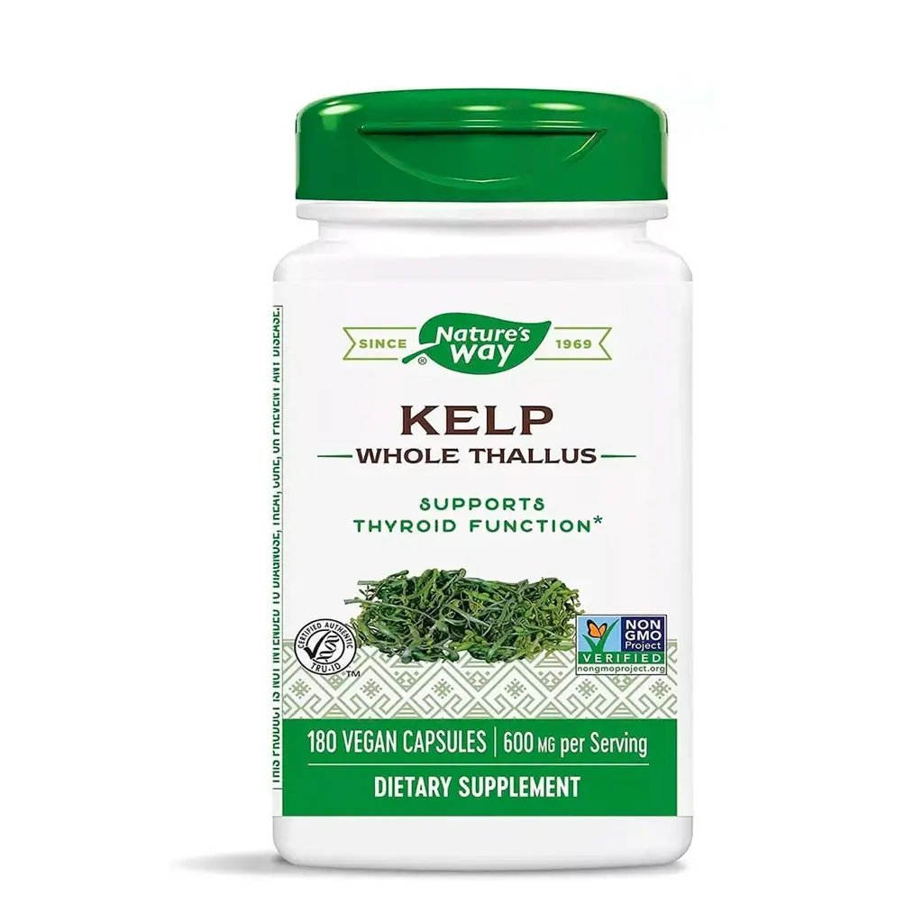 Kelp Algas Yodo Natural Natures Way Quelpo 600 Mg 180 Cápsulas Veganas