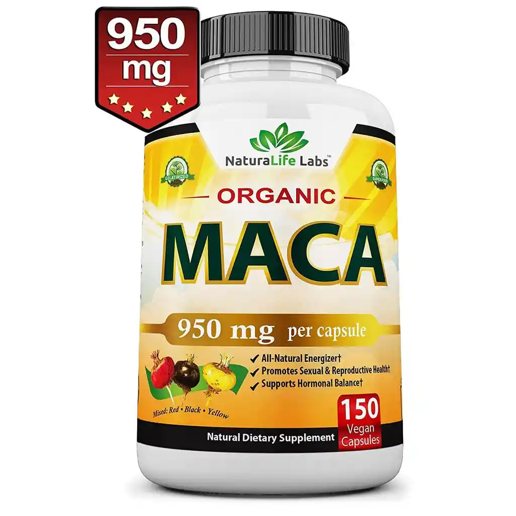 Maca Organica Naturalife Labs Root Negro Rojo Amarillo 1900 Mg Por Cápsula, 150 Cápsulas Suplemento Vegano