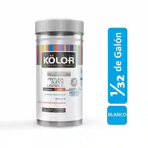 Pintura Blanca Para Interiores 1/32 De Galón Vinilo 118ml Lavable Color Blanco Mate Pinta Paredes