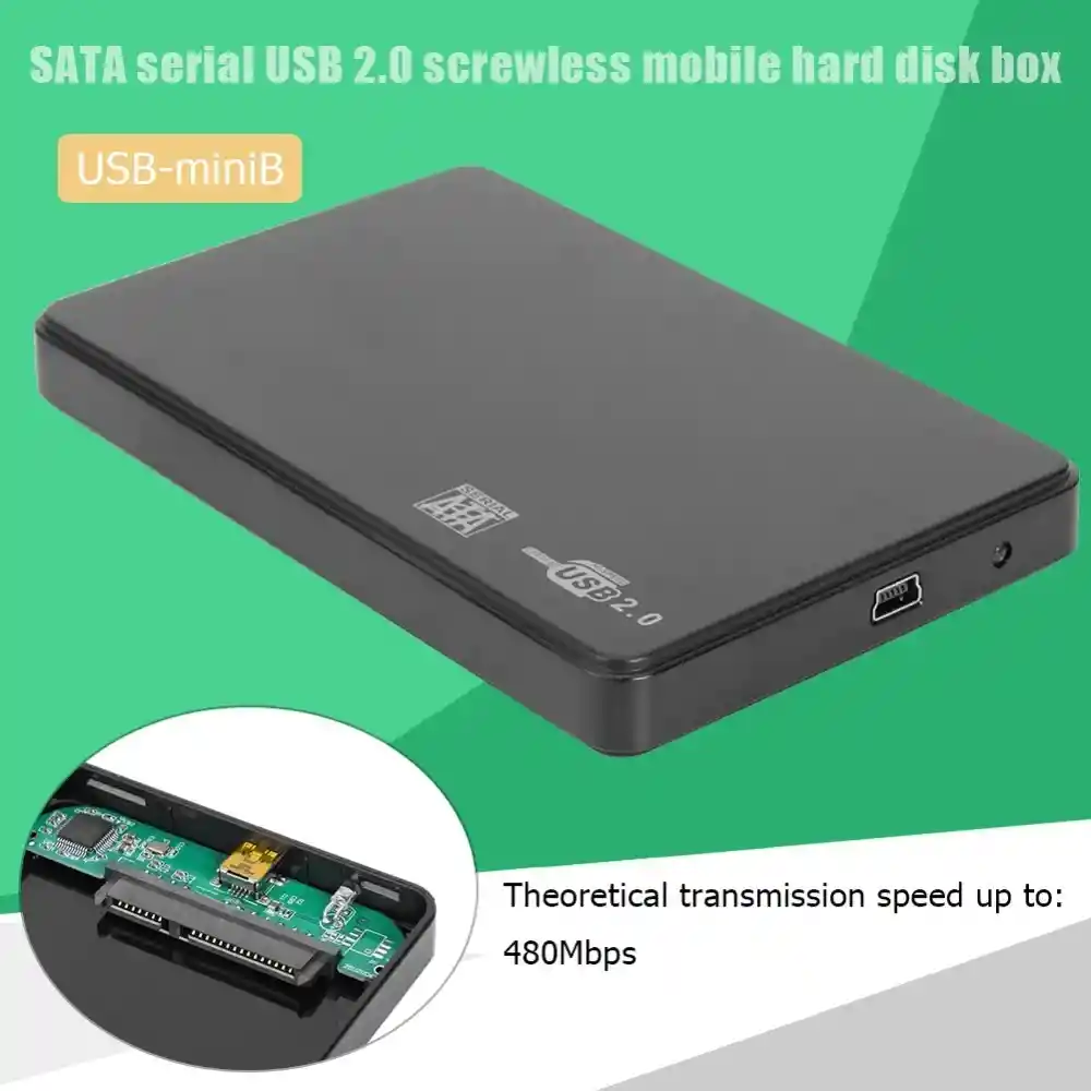 Caja Externa Usb 2.0 Para Disco Sata Hdd Y Ssd 2.5'' Plástico