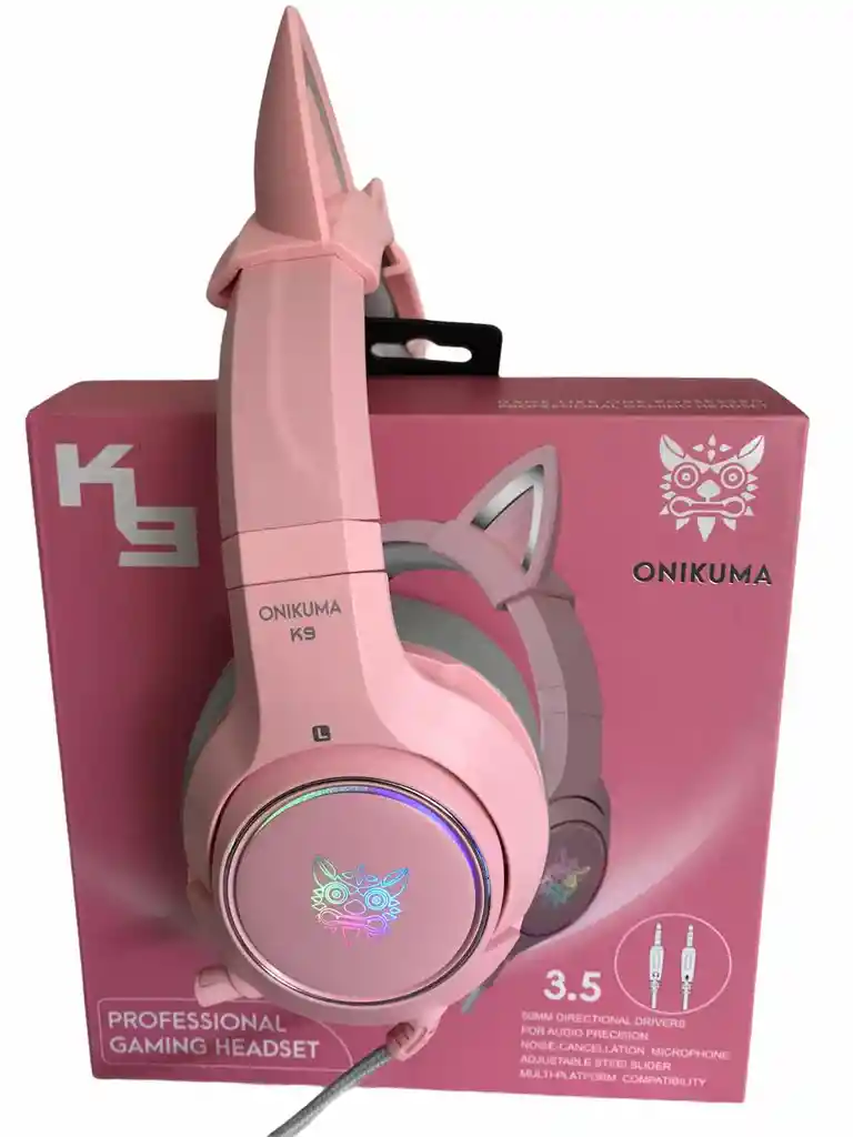 Diadema Gamer Rosa K9 + Pad Mouse Xl + Base Onikuma