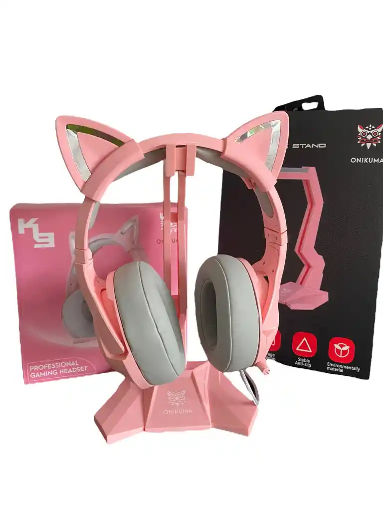 Diadema Gamer Rosa K9 + Pad Mouse Xl + Base Onikuma