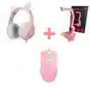 Diadema Gamer Rosa K9 + Mouse Rosa Usb + Base Onikuma