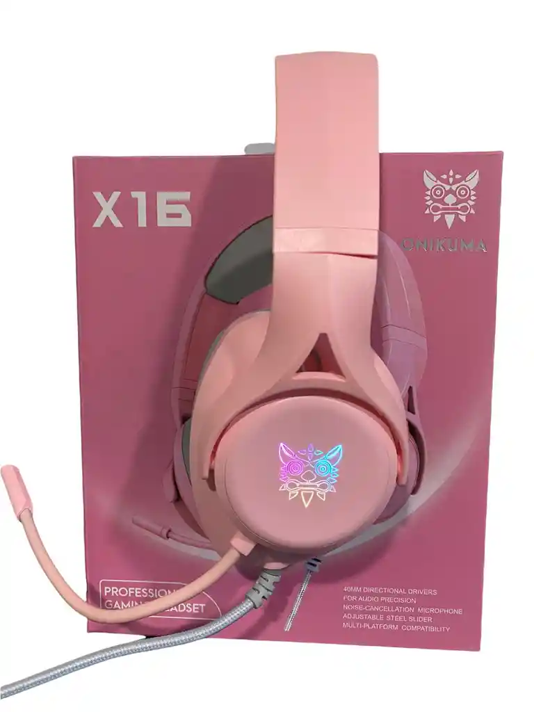 Diadema Gamer Rosa X16 + Pad Mouse Xl + Base+ Mouse Onikuma