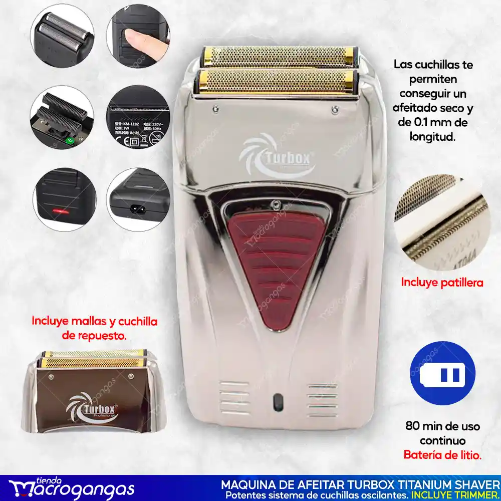 Máquina Afeitar Turbox Recargable Professional Shaver Finale