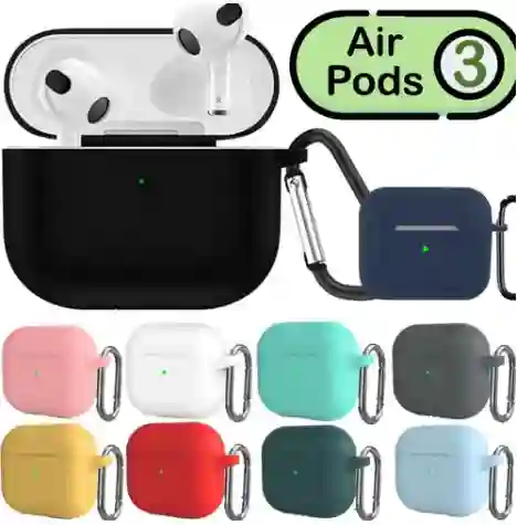 Estuche Protector Silicona Con Gancho Para Audifonos Airpods 3
