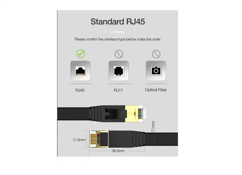 Cable De Red Utp Categoria 7 Plano 100% Cobre 5 Metros