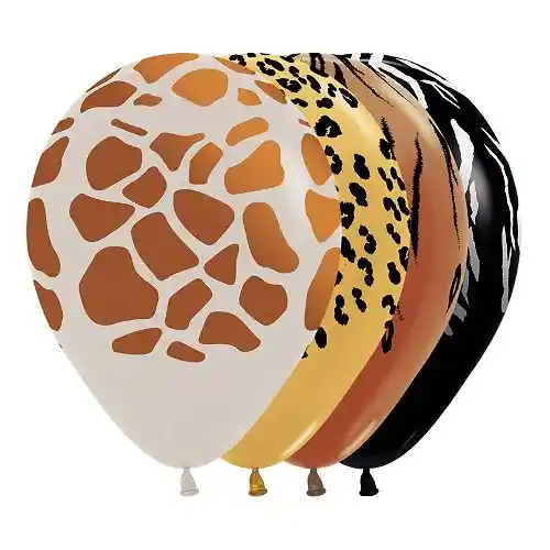 Globo Latex Redondo Infinity Animal Print Fashion Y Metal Surtido