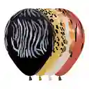 Globo Latex Redondo Infinity Animal Print Fashion Y Metal Surtido