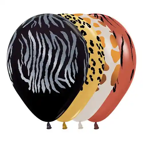 Globo Latex Redondo Infinity Animal Print Fashion Y Metal Surtido