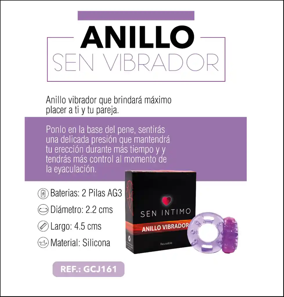 Sen Intimo Anillo Vibrador Reutilizable Retardante