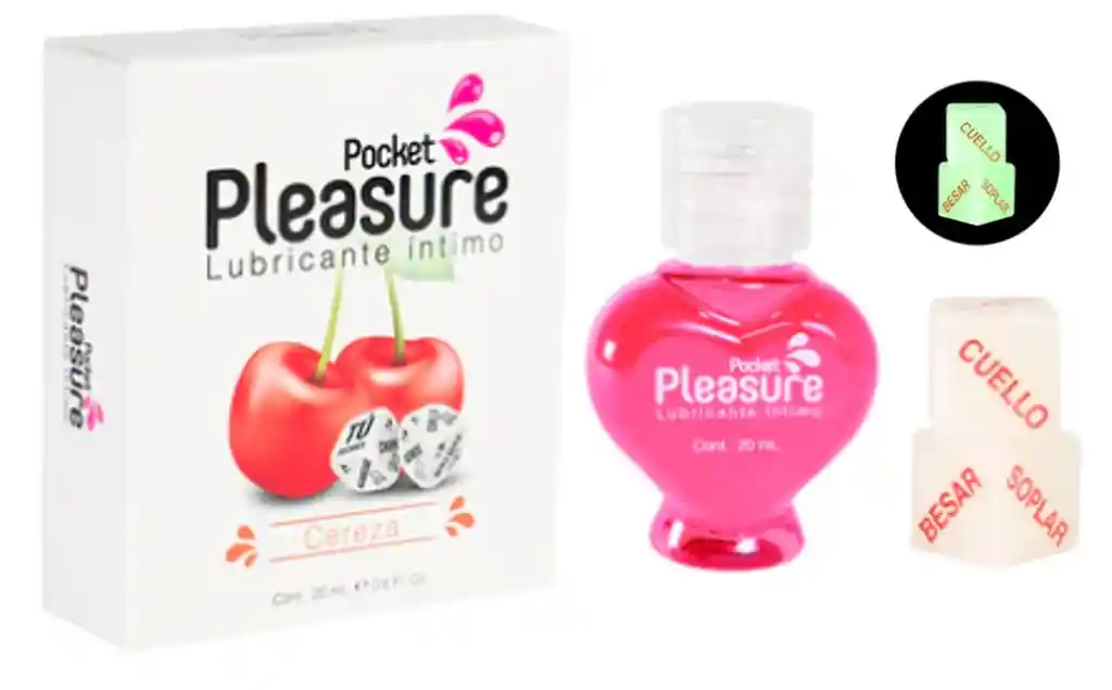 Kit: Lubricante Caliente Sabor A Cereza + Dados Luminosos