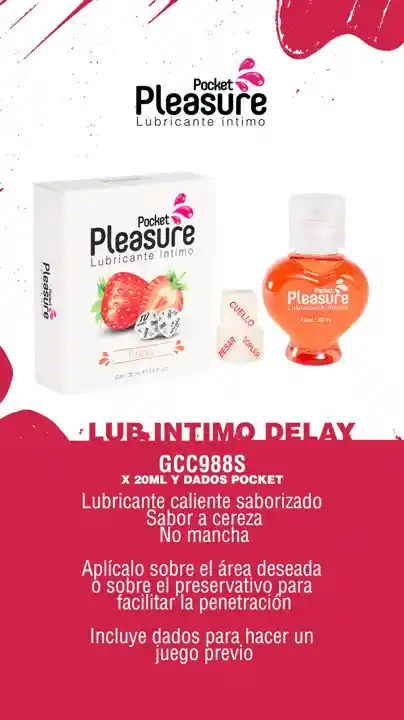 Kit: Lubricante Sensacion Caliente Sabor A Fresa + Dados Luminosos