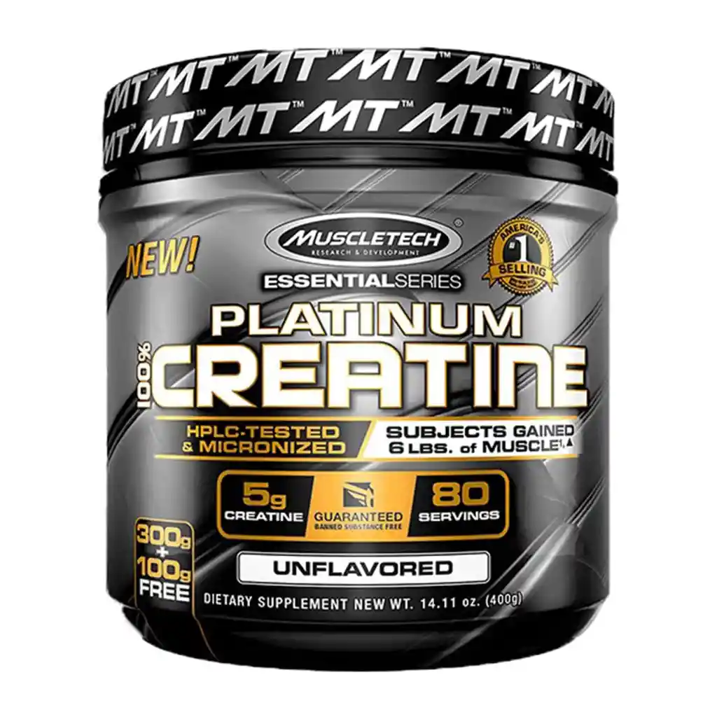  MUSCLETECH 100% Creatina Platinium 5G 80 Servicios 400G 