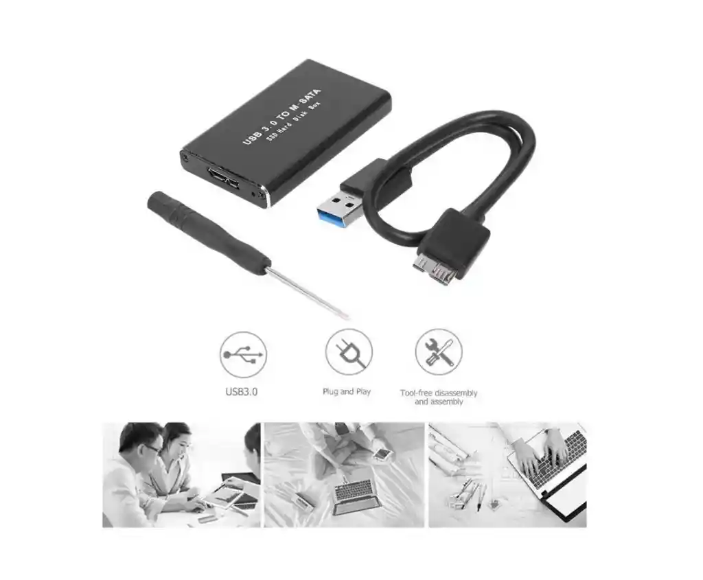 Caja Externa De Disco Duro Solido Msata A Usb 3.0+ Estuche