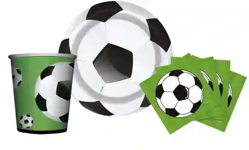 Set Futbol Platos, Vasos Y Servilletas X8