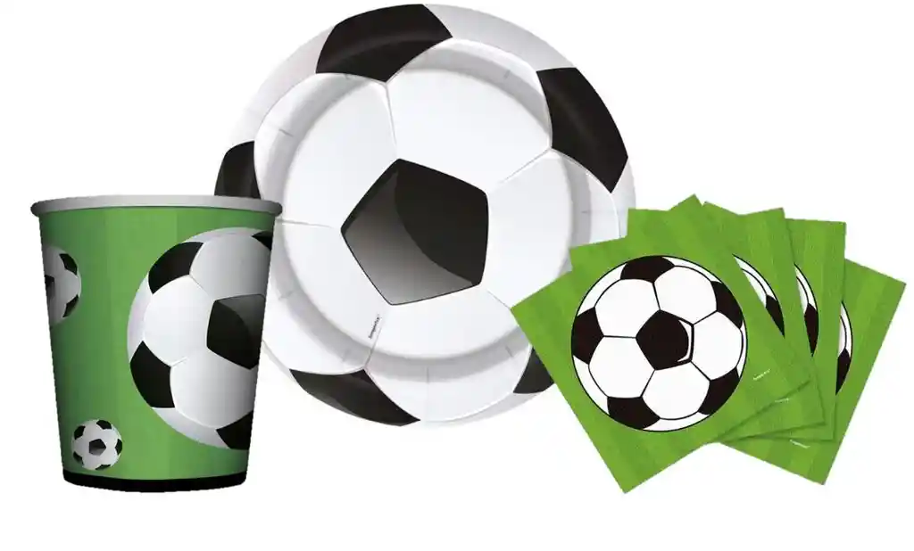 Set Futbol Platos, Vasos Y Servilletas X8