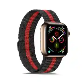 Apple Suite Correa Watch Malla Magnetica - Color Negro/rojo - 38/40/41 Mm