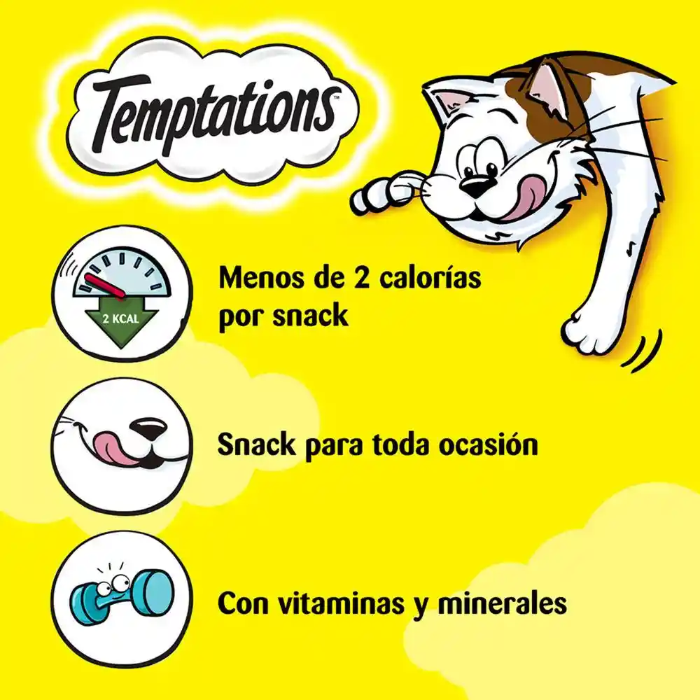 Temptations Snack Para Gatos Camarón 85 G X3 U.