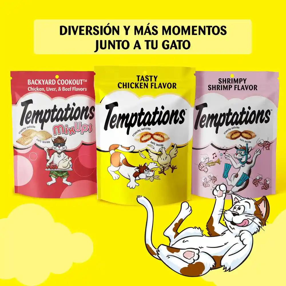 Temptations Snack Para Gatos Camarón 85 G X3 U.