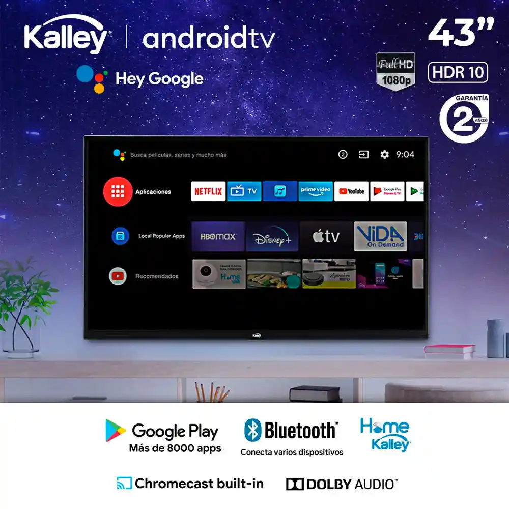 Televisor 43" Kalley Atv43fhde Smart Tv Full Hd Led Android