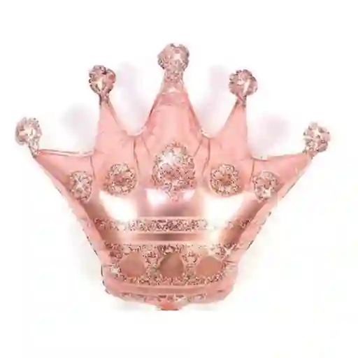 Globo Metalizado Corona Oro Rosa Sin Inflar