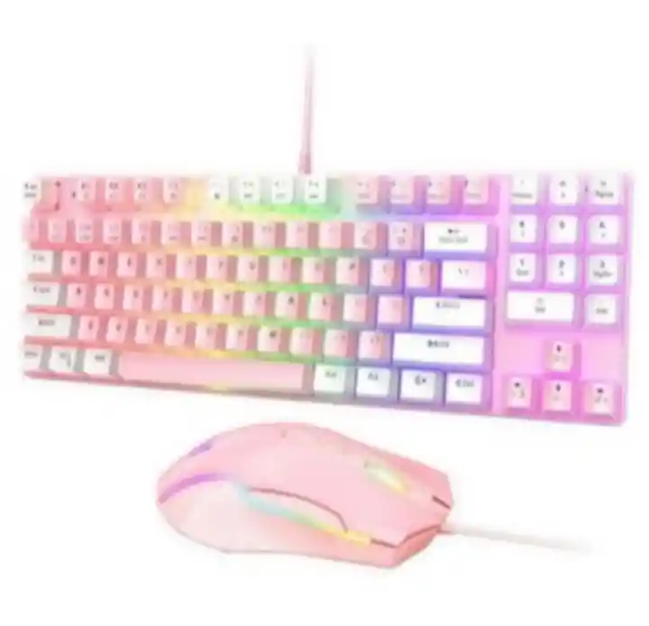 Combo Teclado Mecánico Rosa + Mouse + Pad Mouse Rgb Xl Onikuma