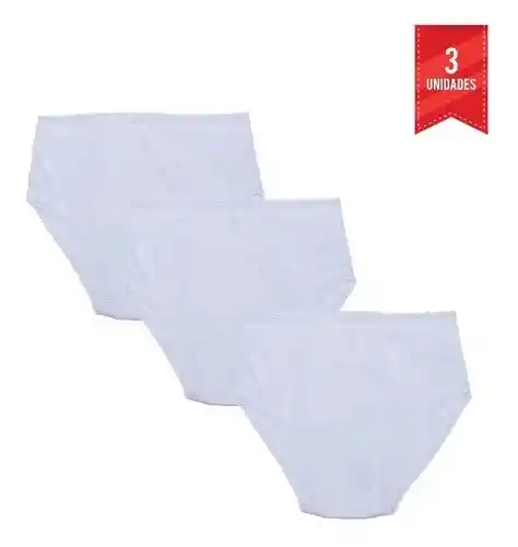 Combo X3 Panty Clásico Niña Con Encaje Talla 4 Blanco